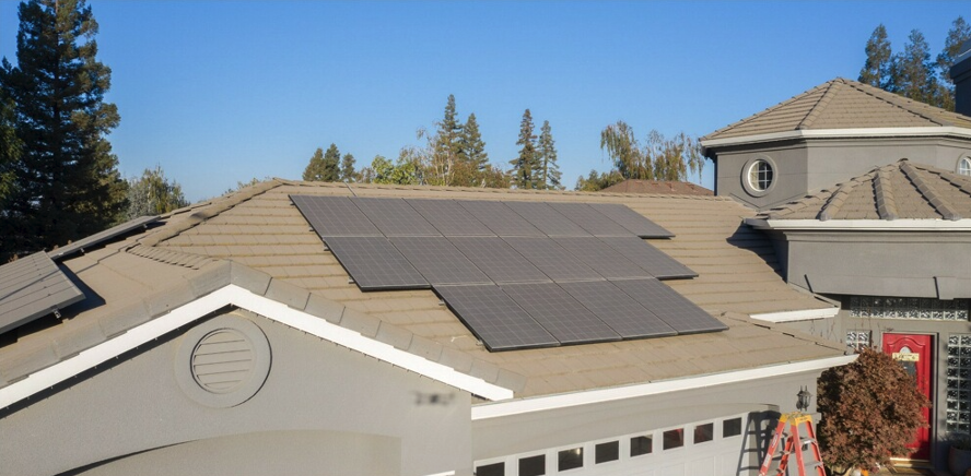 Before photo of dirty solar panels before cleaning in Winder Georgia
