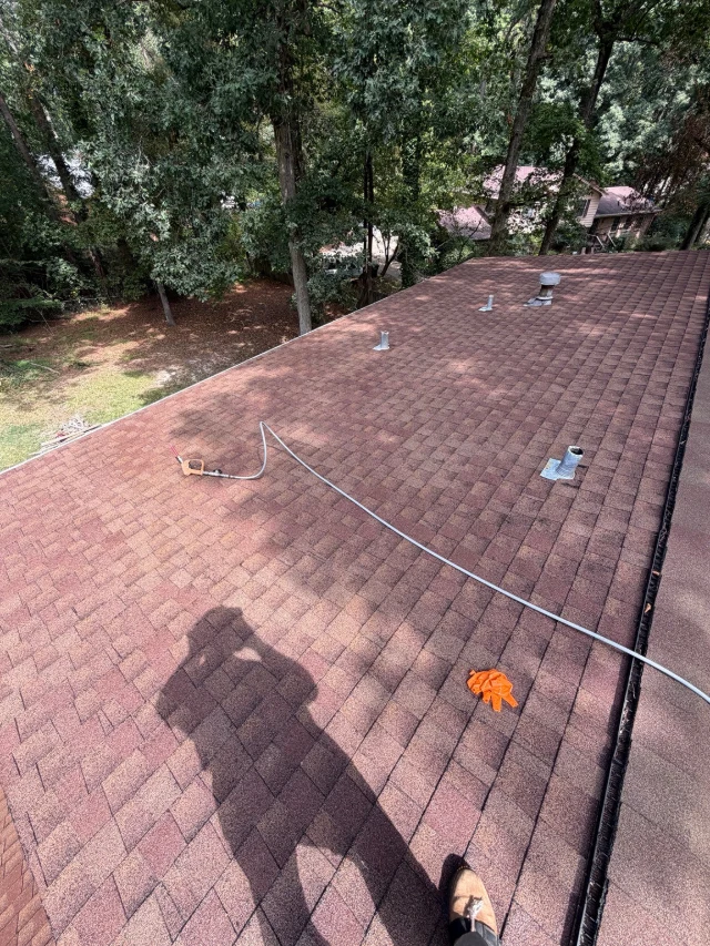 The same shingle roof section with vents in Winder after washing